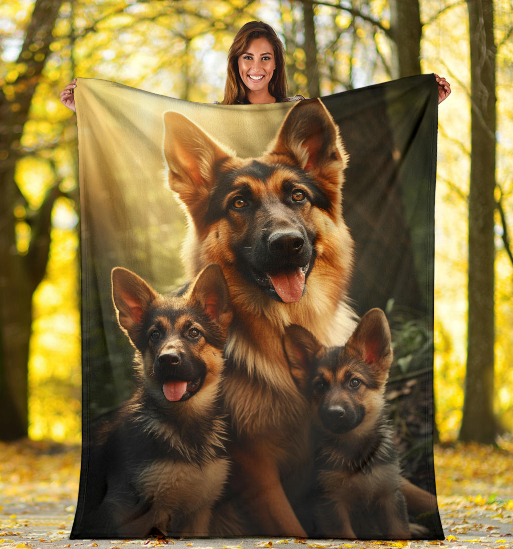 German Shepherd Family Blanket, German Shepherd Gifts, German Shepherd Throw Blanket, German Shepherd Fleece Blanket