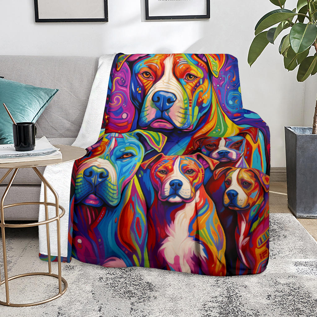 American Bulldog Blanket, Trippy Psychedelics American Bulldog Fleece Blanket, American Bulldog Throw Blanket, American Bulldog Gifts