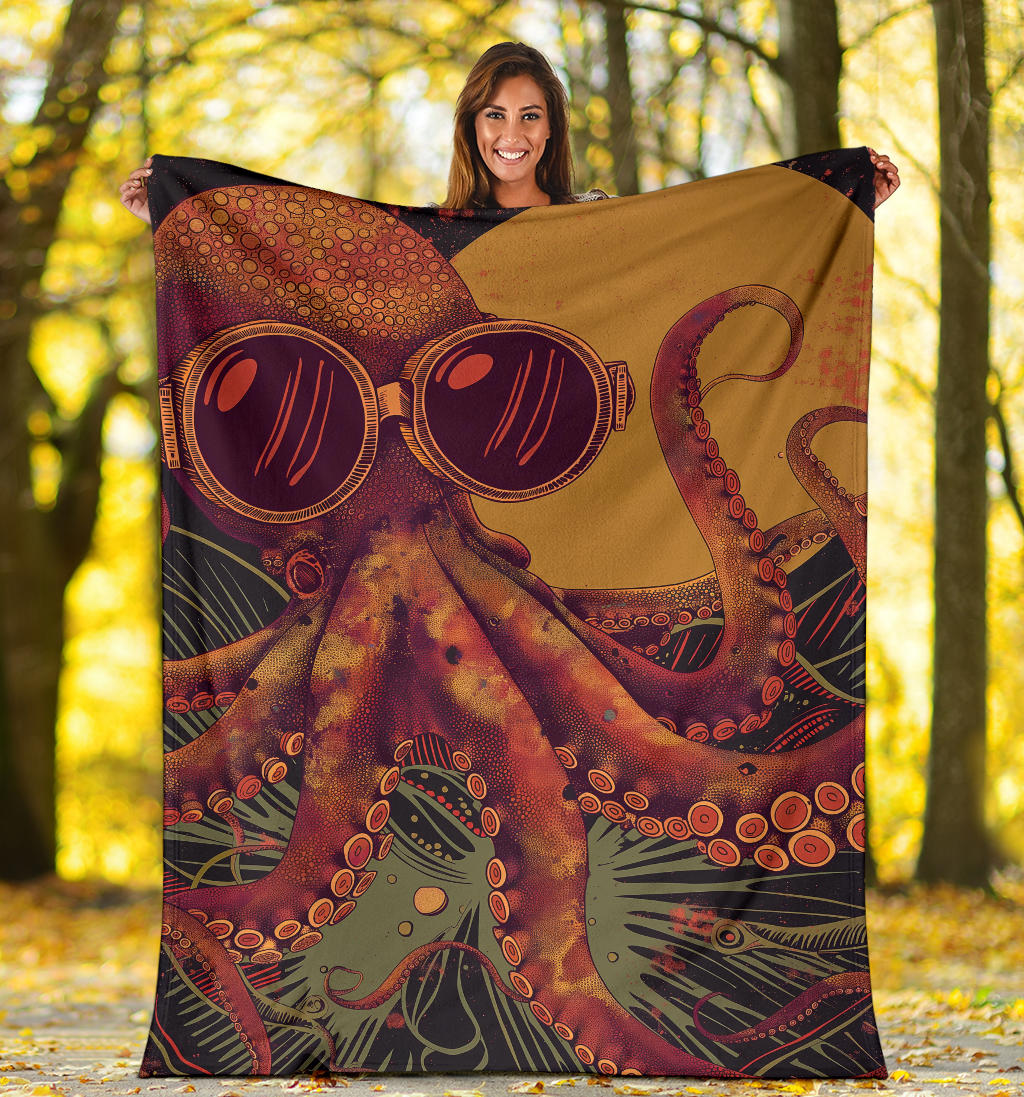 Octopus Blanket, Trippy Psychedelics Octopus Fleece Blanket, Octopus Throw Blanket, Octopus Gifts