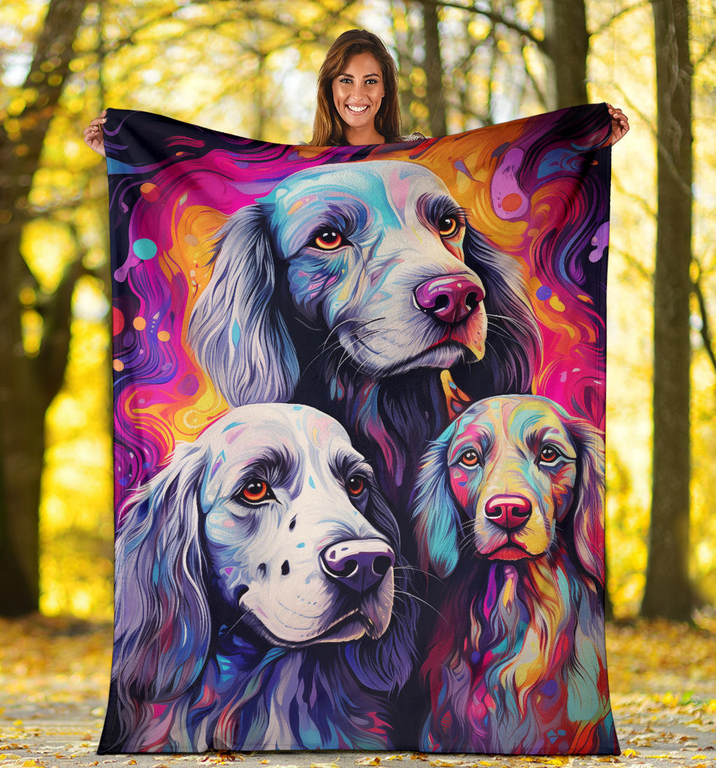 English Setter Blanket, Trippy Psychedelics English Setter Fleece Blanket, English Setter Throw Blanket, English Setter Gifts