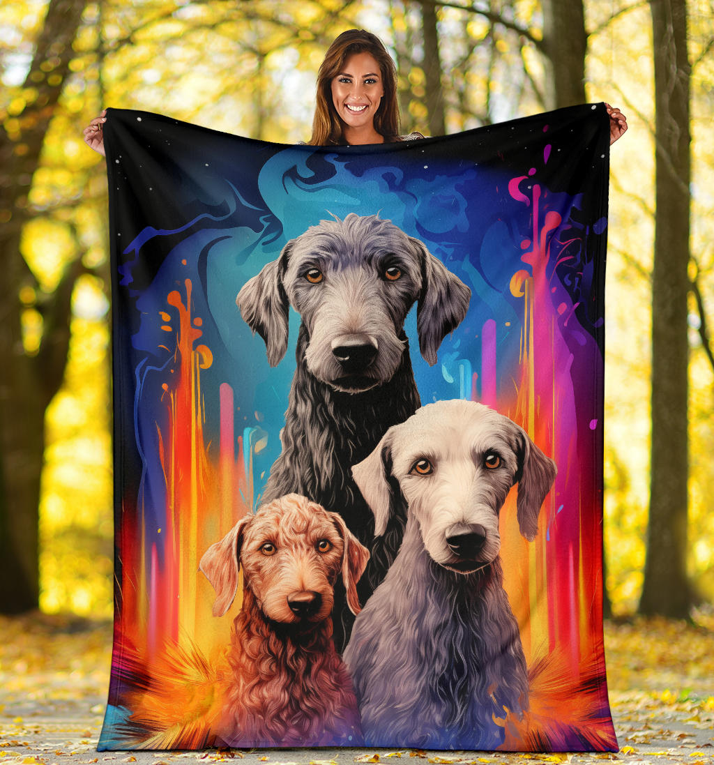 Bedlington Terrier Blanket, Trippy Psychedelics Bedlington Terrier Fleece Blanket, Bedlington Terrier Throw Blanket, Bedlington Terrier Gifts