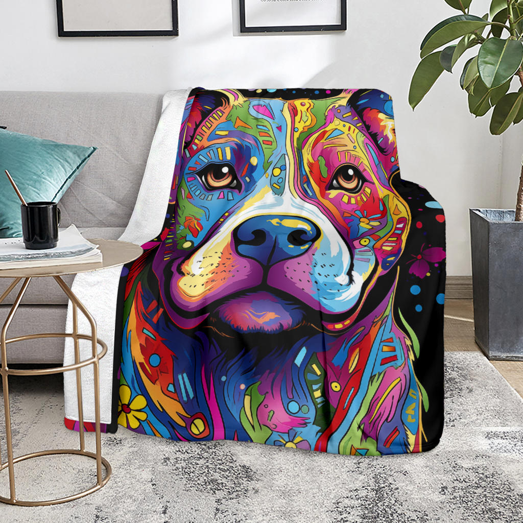 American Staffordshire Terrier Blanket, Trippy Psychedelics American Staffordshire Terrier Fleece Blanket, American Staffordshire Terrier Throw Blanket, American Staffordshire Terrier Gifts