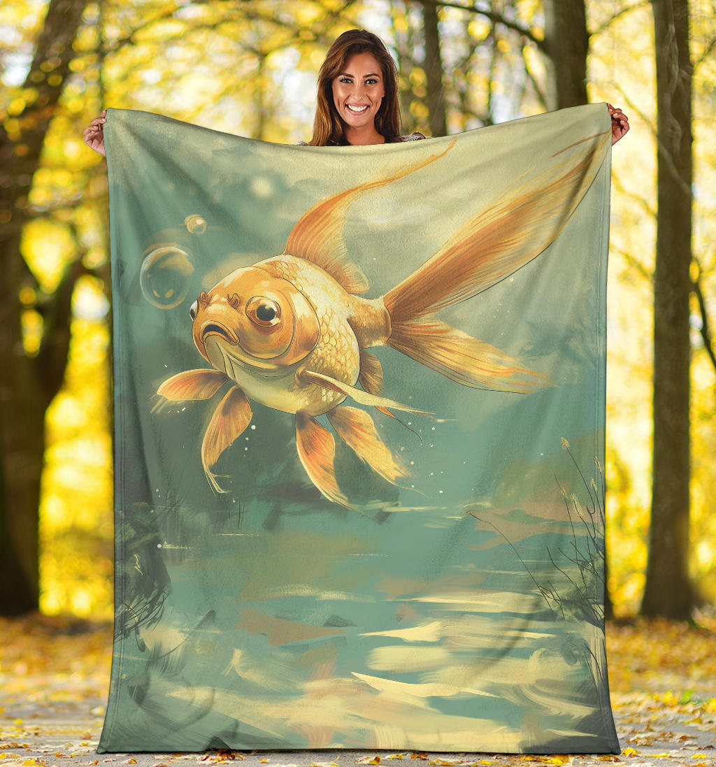 Goldfish Blanket, Trippy Psychedelics Goldfish Fleece Blanket, Goldfish Throw Blanket, Goldfish Gifts