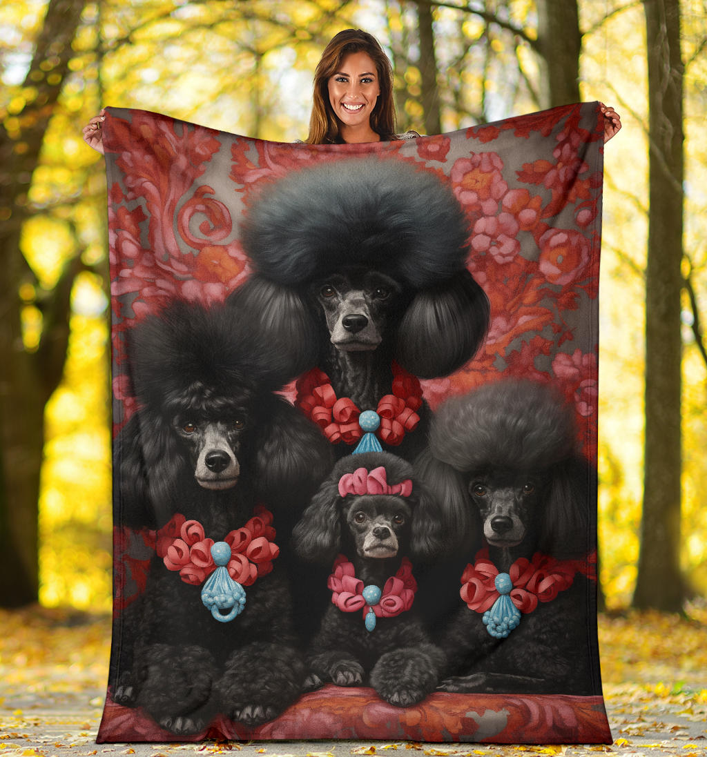 Poodle Family Blanket, Poodle Gifts, Poodle Fleece Blanket, Poodle Throw Blanket