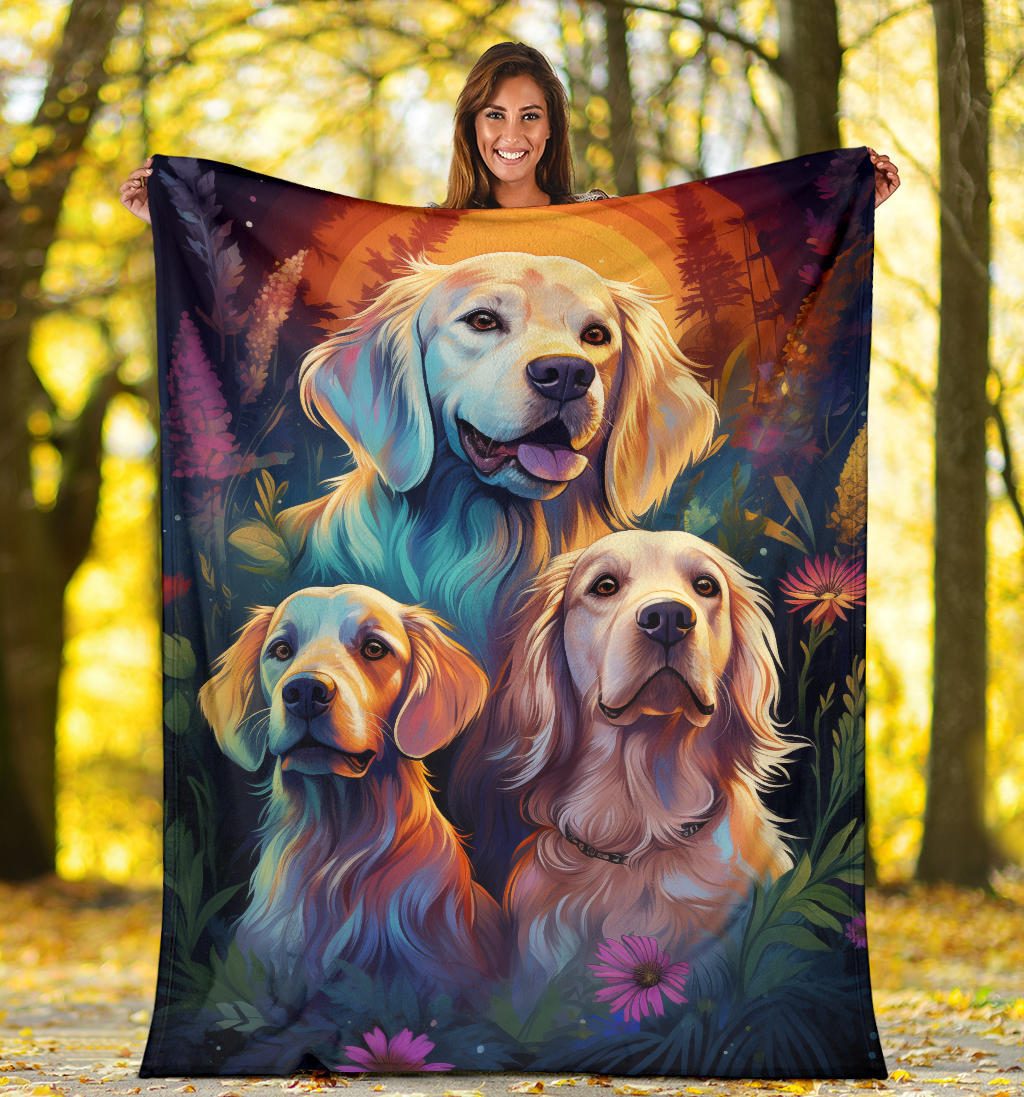 Clumber Spaniel Blanket, Trippy Psychedelics Clumber Spaniel Fleece Blanket, Clumber Spaniel Throw Blanket, Clumber Spaniel Gifts