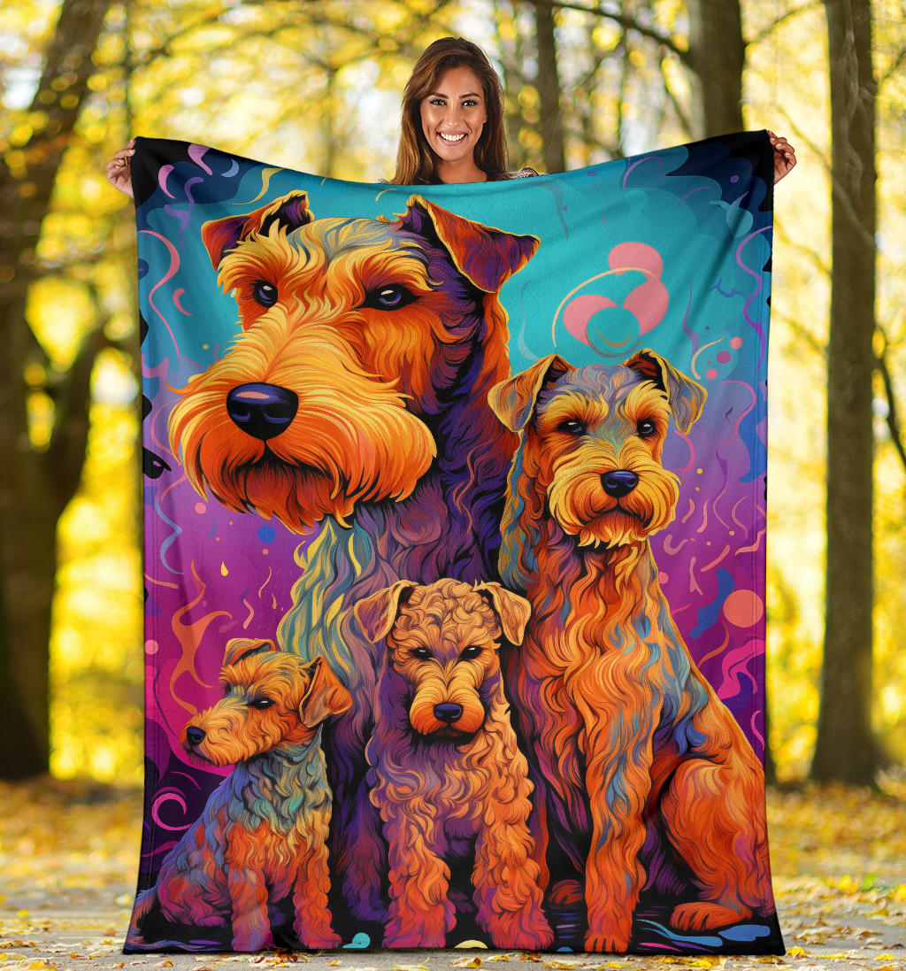 Welsh Terrier Blanket, Trippy Psychedelics Welsh Terrier Fleece Blanket, Welsh Terrier Throw Blanket, Welsh Terrier Gifts