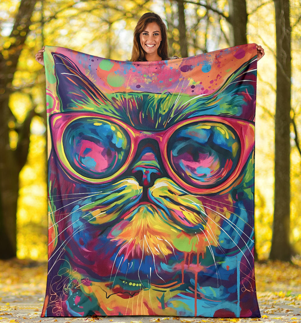 Exotic Shorthair cat Blanket, Trippy Psychedelics Exotic Shorthair cat Fleece Blanket, Exotic Shorthair cat Throw Blanket, Exotic Shorthair cat Gifts