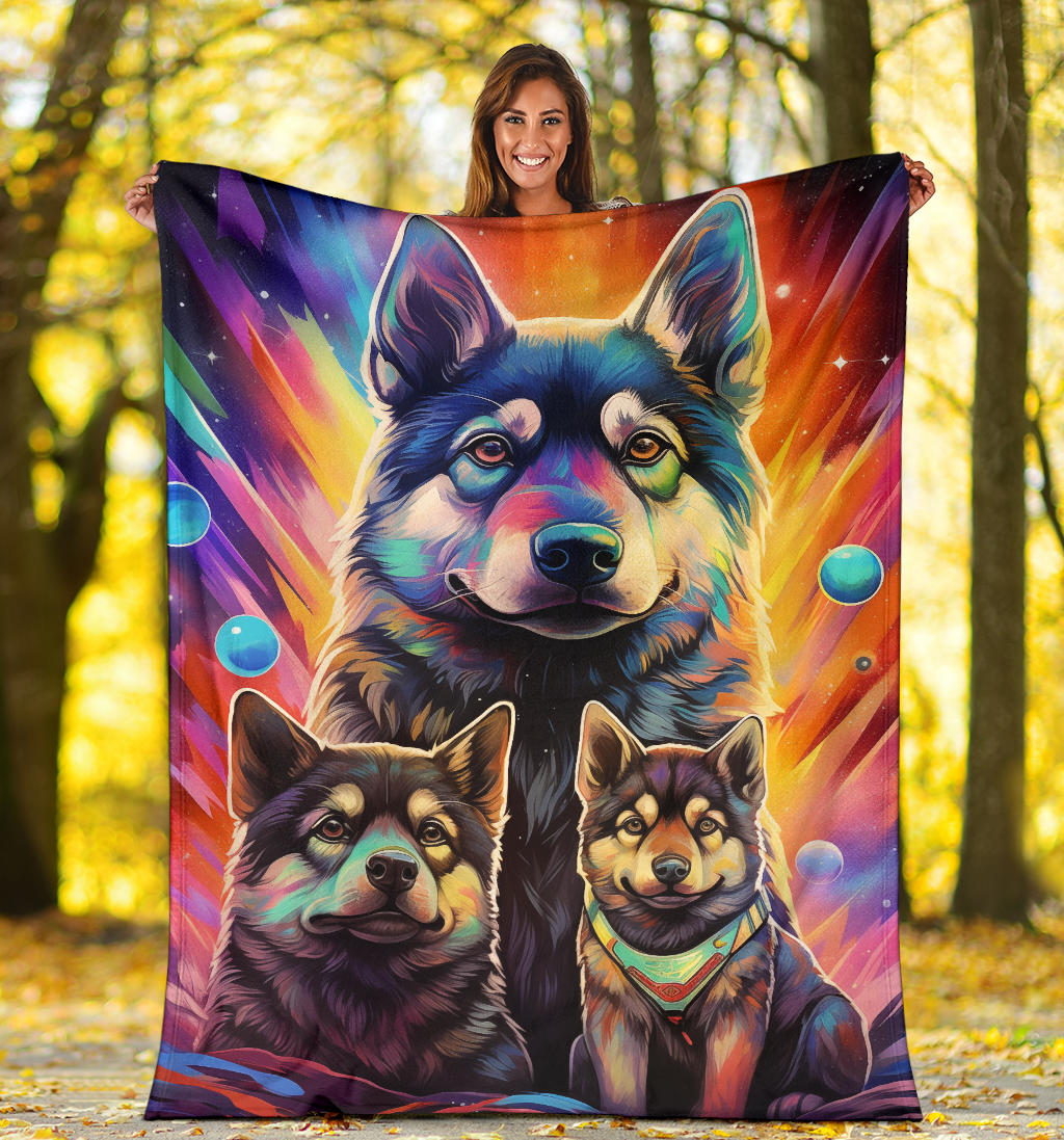 Norwegian Elkhound Blanket, Trippy Psychedelics Norwegian Elkhound Fleece Blanket, Norwegian Elkhound Throw Blanket, Norwegian Elkhound Gifts