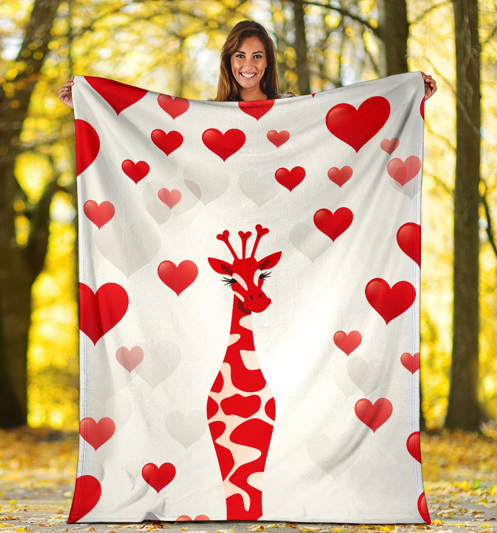 Giraffe Heart Blanket, Giraffe Throw Blanket, Giraffe Fleece Blanket, Giraffe Gift