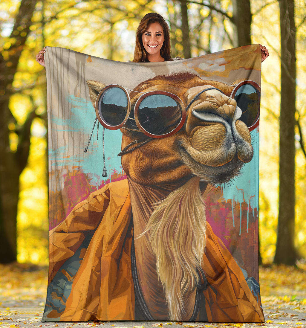 Camel Blanket, Trippy Psychedelics Camel Fleece Blanket, Camel Throw Blanket, Camel Gifts