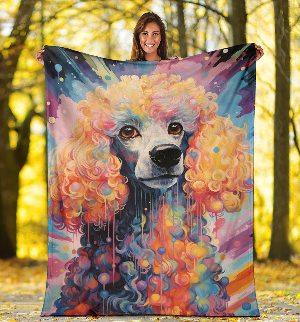 Trippy Psychedelics Poodle Blanket, Poodle Throw Blanket, Poodle Fleece Blanket, Poodle Gifts