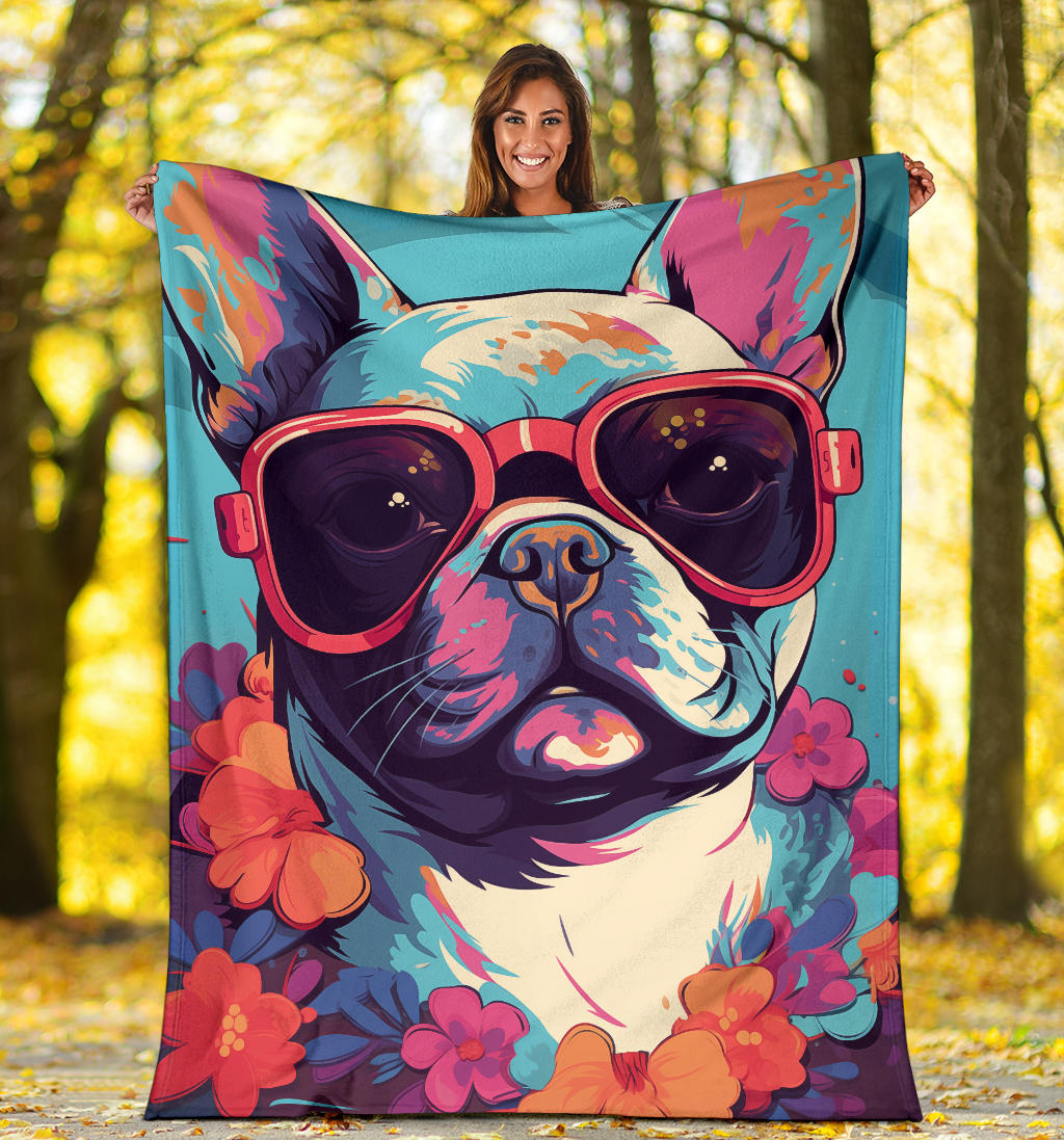 French Bulldog Blanket, Trippy Psychedelics French Bulldog Fleece Blanket, French Bulldog Throw Blanket, French Bulldog Gifts