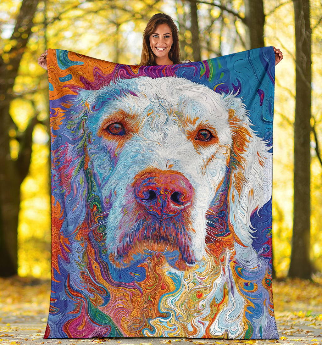 Kuvasz Dog Blanket, Trippy Psychedelics Kuvasz Dog Fleece Blanket, Kuvasz Dog Throw Blanket, Kuvasz Dog Gifts