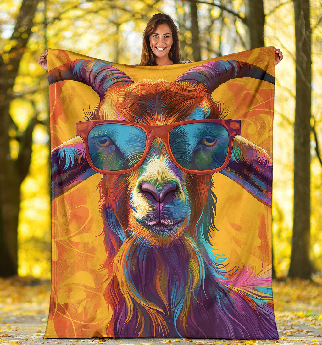 Goat Blanket, Trippy Psychedelics Goat Fleece Blanket, Goat Throw Blanket, Goat Gifts