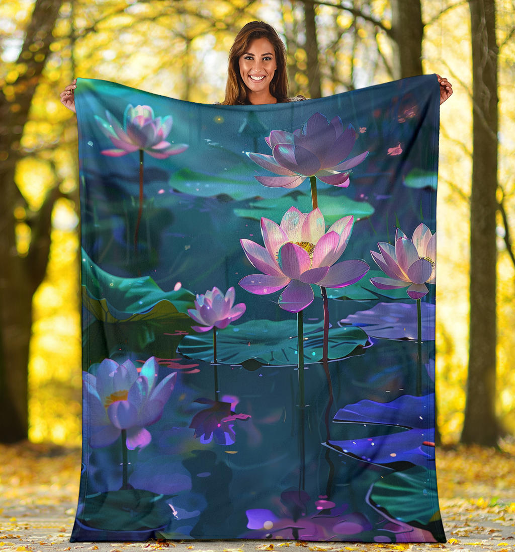 Luminous Lotus Blanket, Luminous Lotus Estetic Blanket, Luminous Lotus Blanket Gift, Blanket