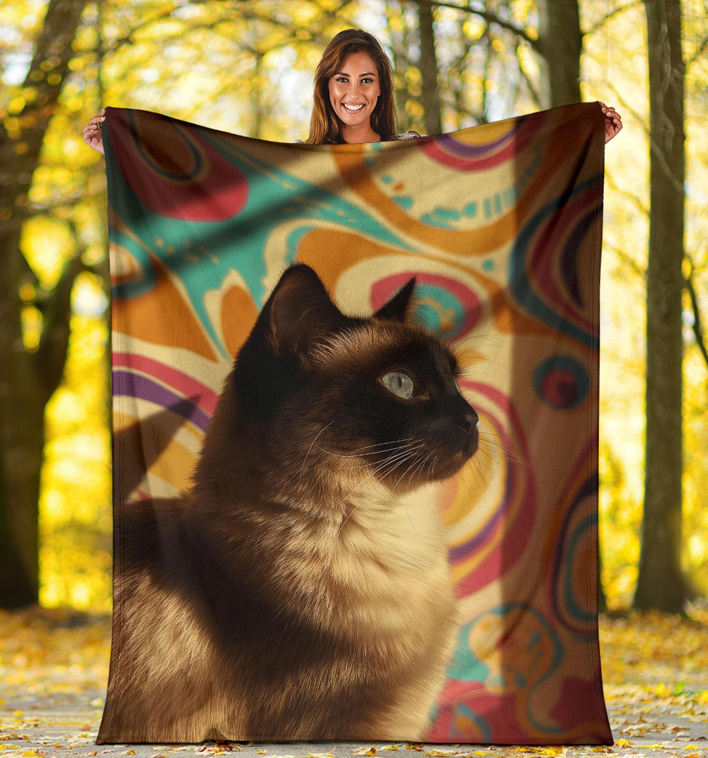 Birman cat Blanket, Trippy Psychedelics Birman cat Fleece Blanket, Birman cat Throw Blanket, Birman cat Gifts