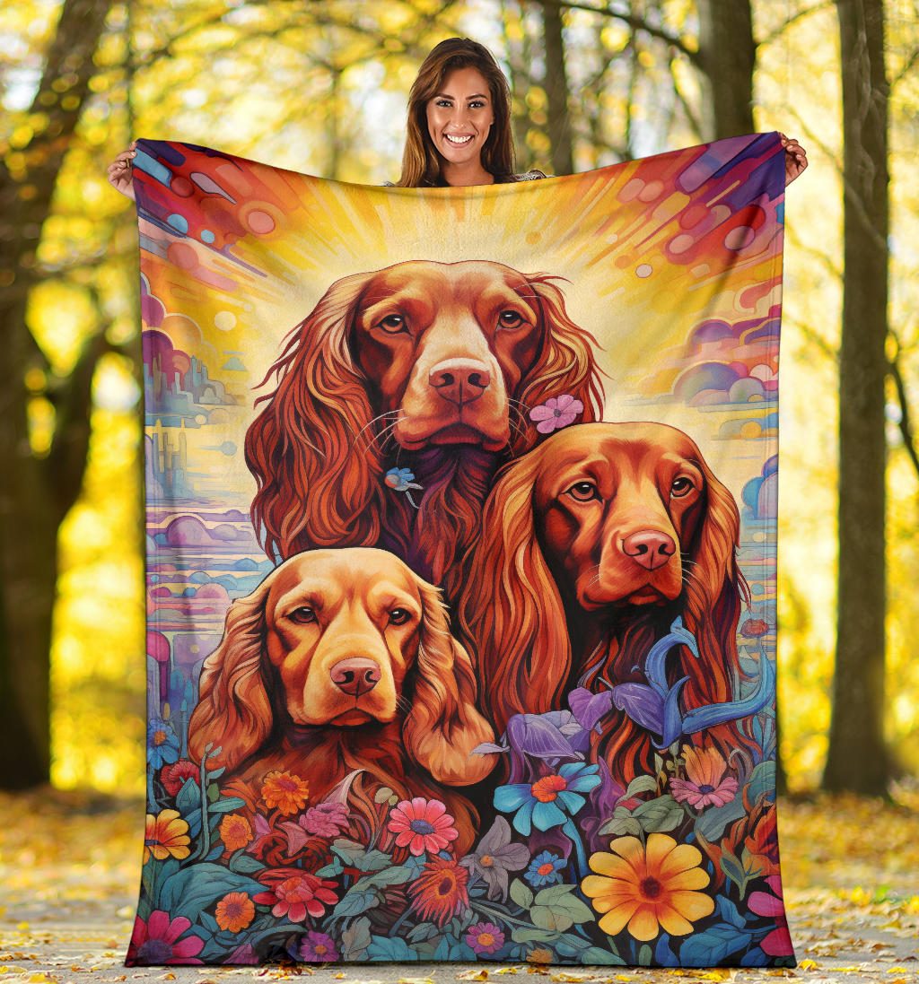 Sussex Spaniel Blanket, Trippy Psychedelics Sussex Spaniel Fleece Blanket, Sussex Spaniel Throw Blanket, Sussex Spaniel Gifts