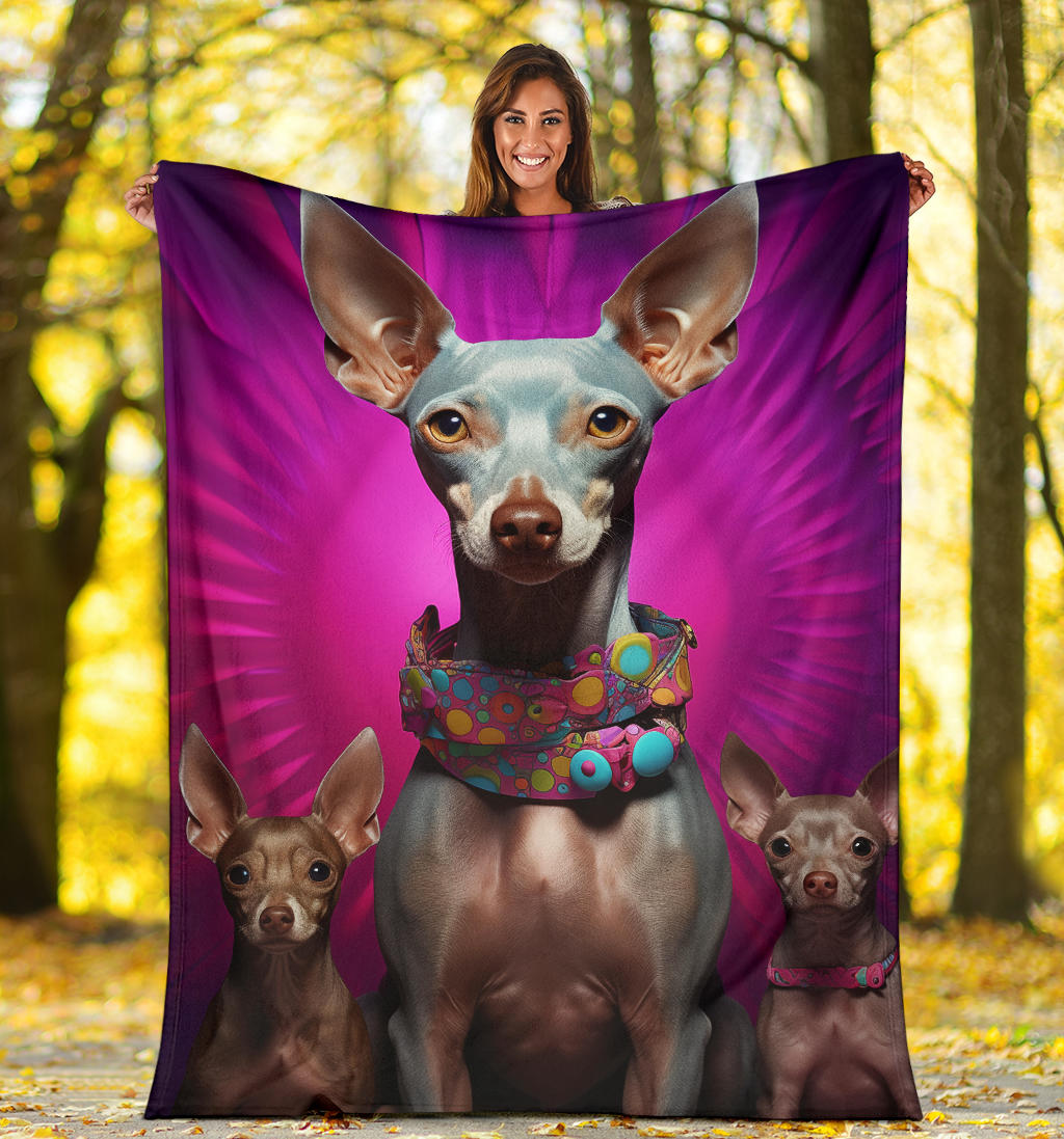 American Hairless Terrier Blanket, Trippy Psychedelics American Hairless Terrier Fleece Blanket, American Hairless Terrier Throw Blanket, American Hairless Terrier Gifts