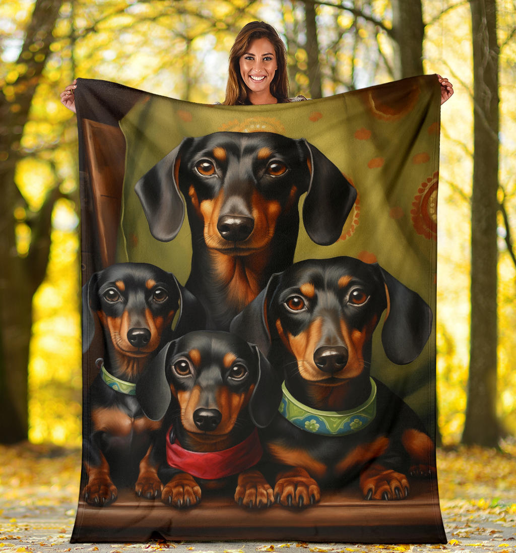 Dachshund Family Blanket, Dachshund Fleece Blanket, Dachshund Gifts, Dachshund Throw Blanket