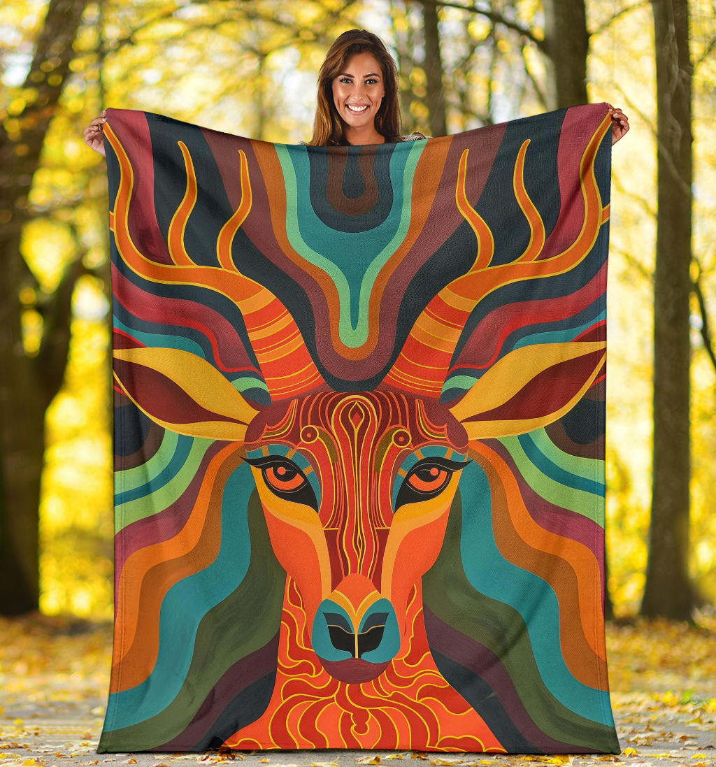 Antelope Blanket, Trippy Psychedelics Antelope Fleece Blanket, Antelope Throw Blanket, Antelope Gifts