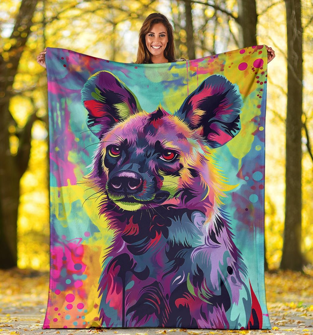 Hyena animal Blanket, Trippy Psychedelics Hyena animal Fleece Blanket, Hyena animal Throw Blanket, Hyena animal Gifts