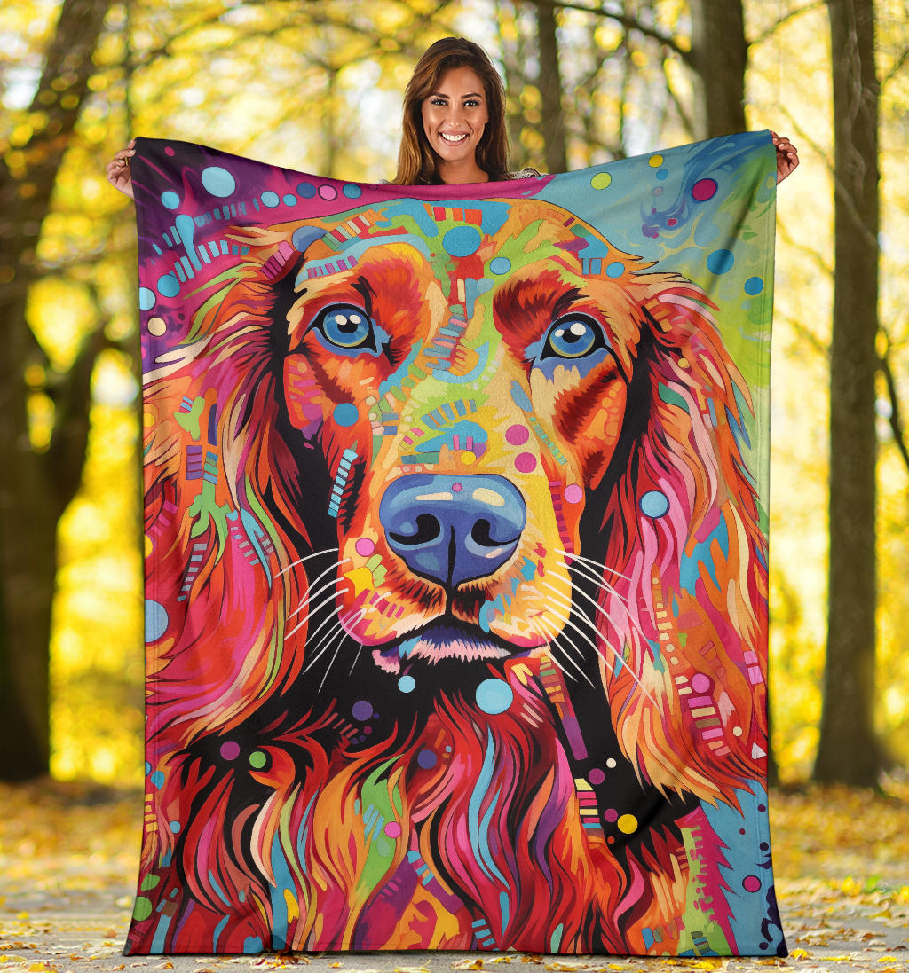 Irish Setter Blanket, Trippy Psychedelics Irish Setter Fleece Blanket, Irish Setter Throw Blanket, Irish Setter Gifts