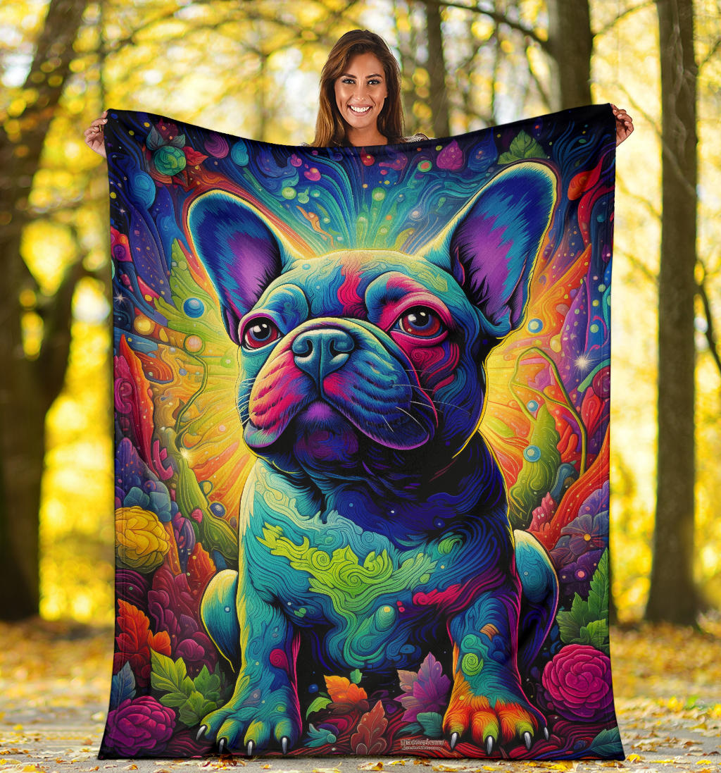 French Bulldog Blanket, French Bulldog Trippy Blanket, French Bulldog Gifts,French Bulldog Throw Blanket