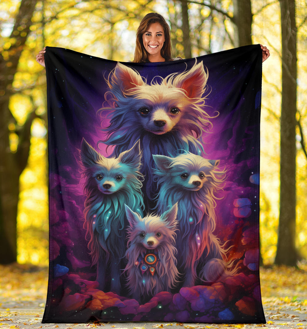 Chinese Crested Blanket, Trippy Psychedelics Chinese Crested Fleece Blanket, Chinese Crested Throw Blanket, Chinese Crested Gifts