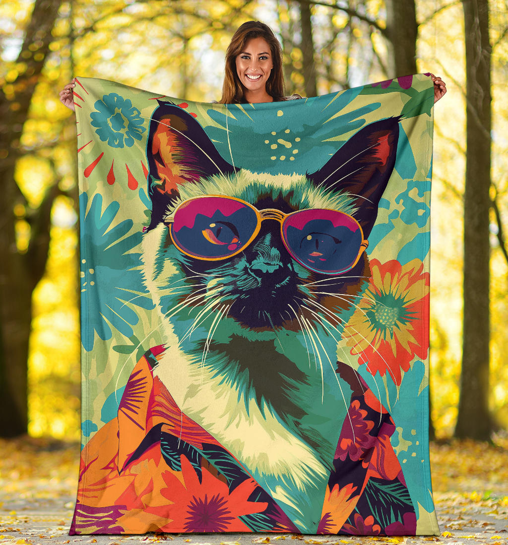 Birman cat Blanket, Trippy Psychedelics Birman cat Fleece Blanket, Birman cat Throw Blanket, Birman cat Gifts