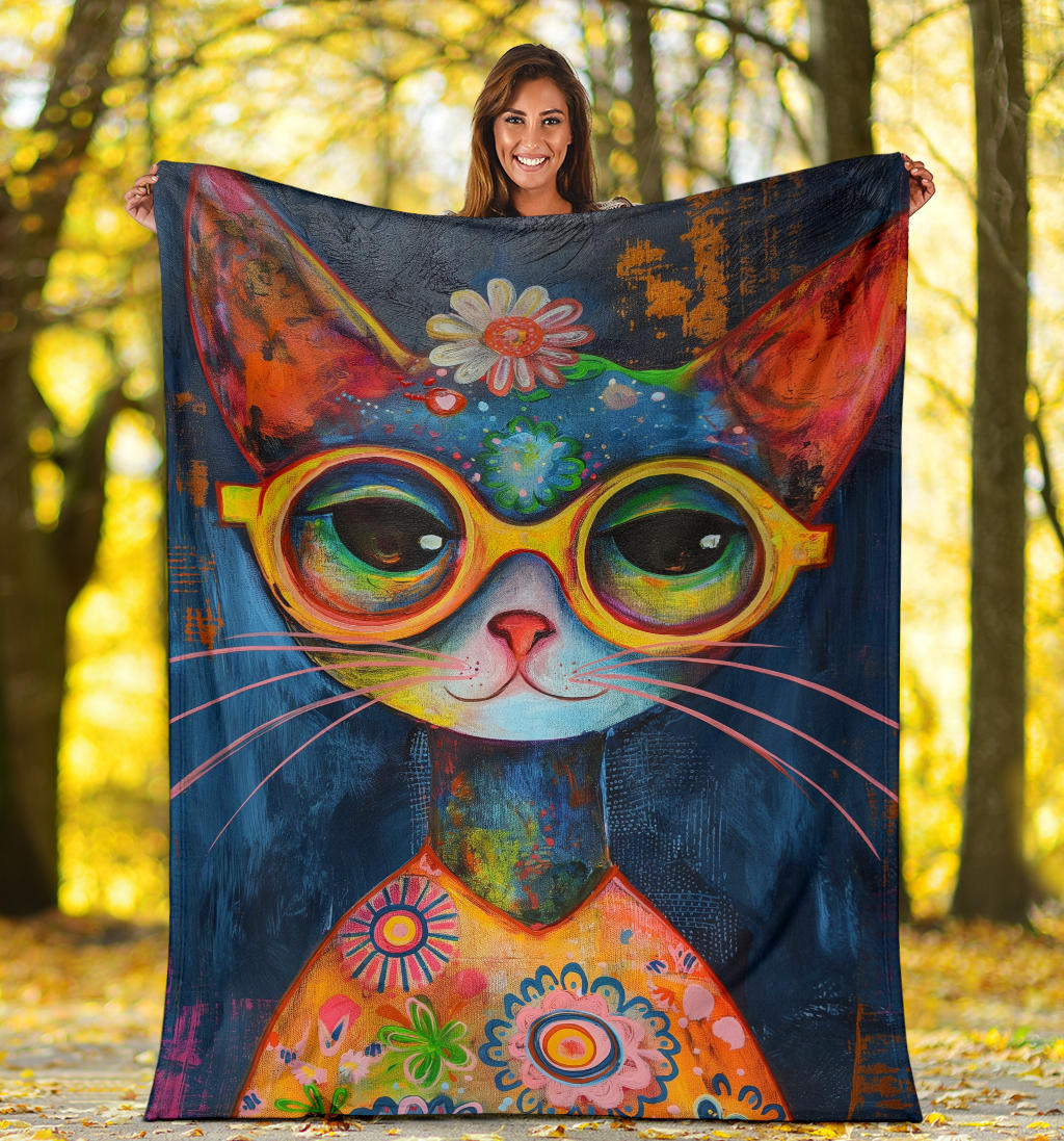 Pixie-bob Cat Blanket, Trippy Psychedelics Pixie-bob Cat Fleece Blanket, Pixie-bob Cat Throw Blanket, Pixie-bob Cat Gifts