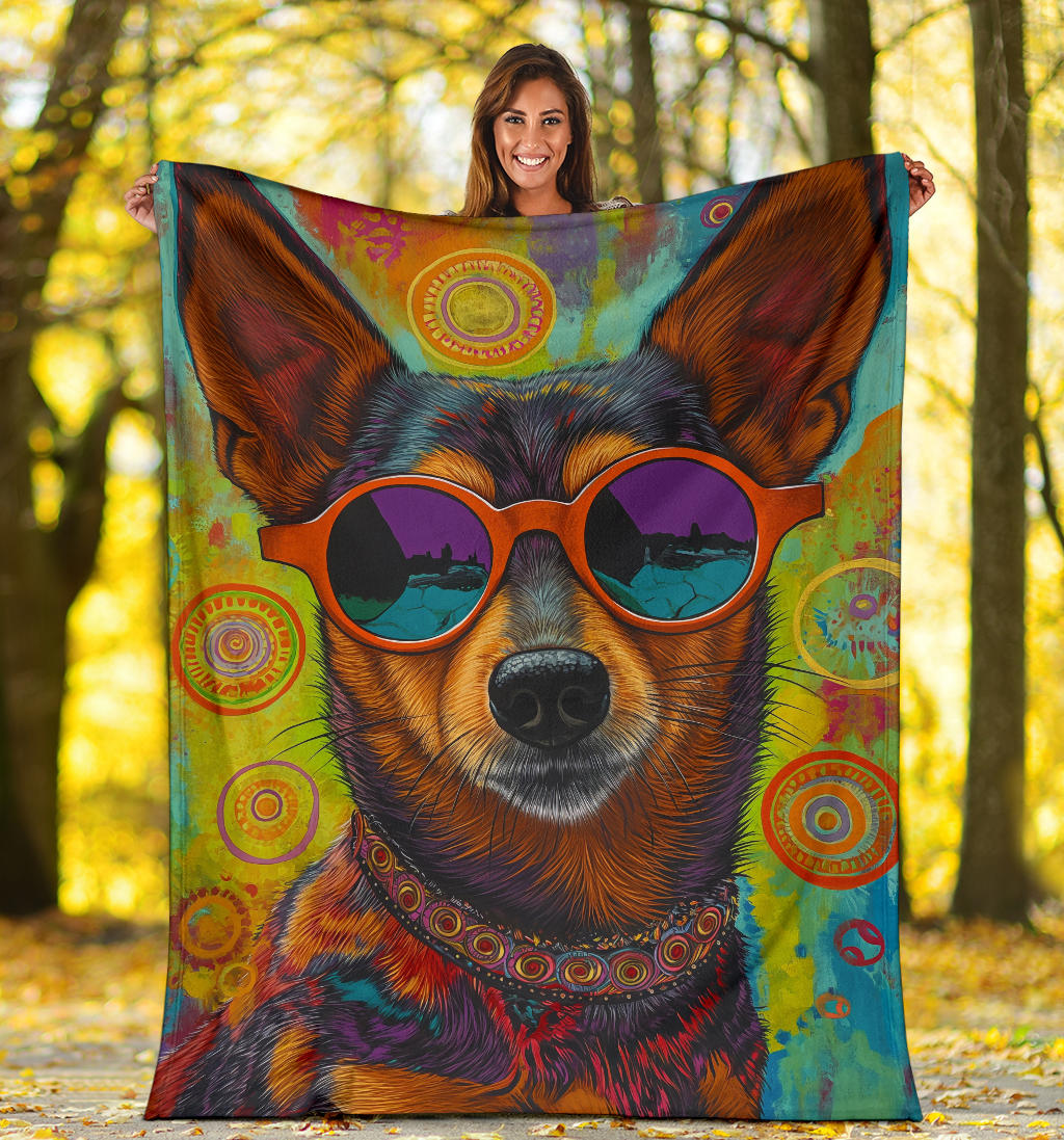 Lancashire Heeler Dog Blanket, Trippy Psychedelics Lancashire Heeler Dog Fleece Blanket, Lancashire Heeler Dog Throw Blanket, Lancashire Heeler Dog Gifts