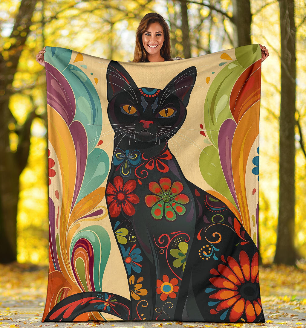 Bombay cat Blanket, Trippy Psychedelics Bombay cat Fleece Blanket, Bombay cat Throw Blanket, Bombay cat Gifts