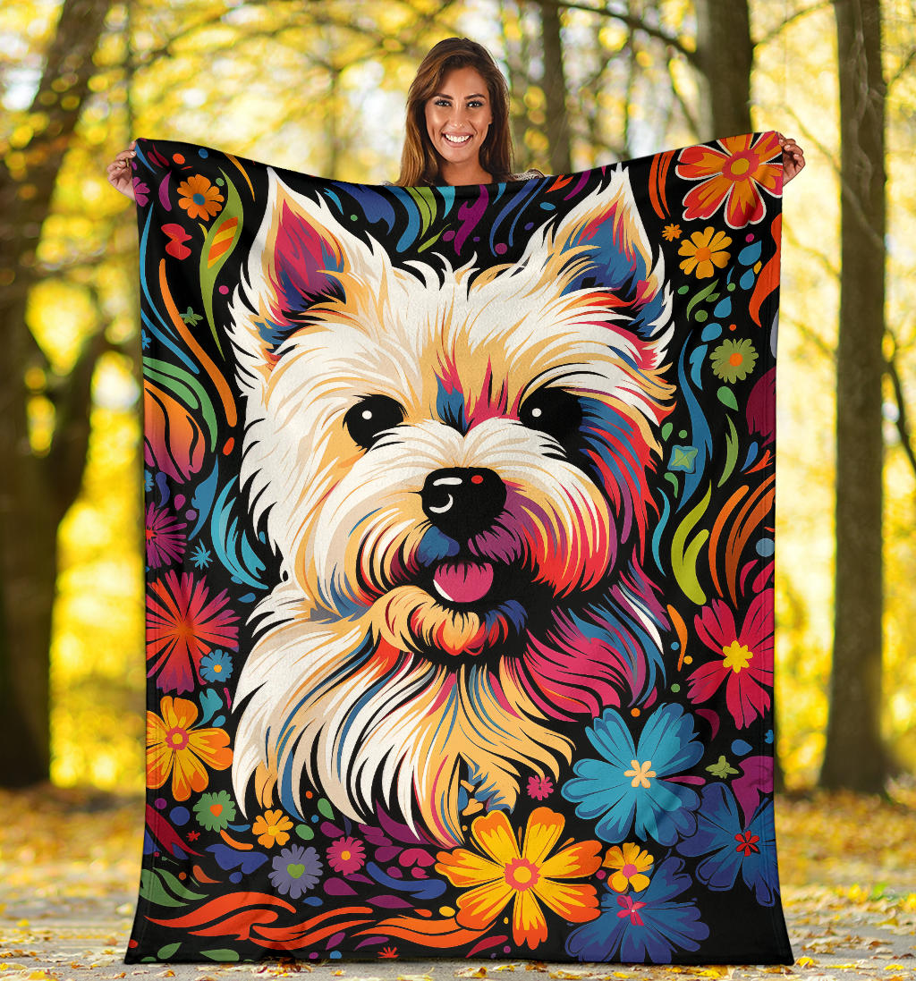 West Highland White Terrier Blanket, Trippy Psychedelics West Highland White Terrier Fleece Blanket, West Highland White Terrier Throw Blanket, West Highland White Terrier Gifts