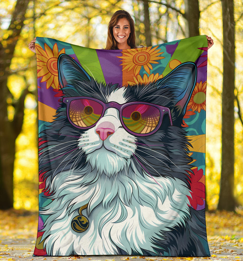 Munchkin cat Blanket, Trippy Psychedelics Munchkin cat Fleece Blanket, Munchkin cat Throw Blanket, Munchkin cat Gifts