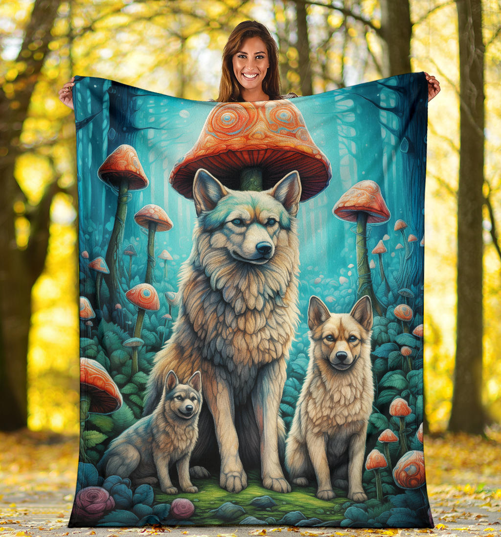 Norwegian Elkhound Blanket, Trippy Psychedelics Norwegian Elkhound Fleece Blanket, Norwegian Elkhound Throw Blanket, Norwegian Elkhound Gifts