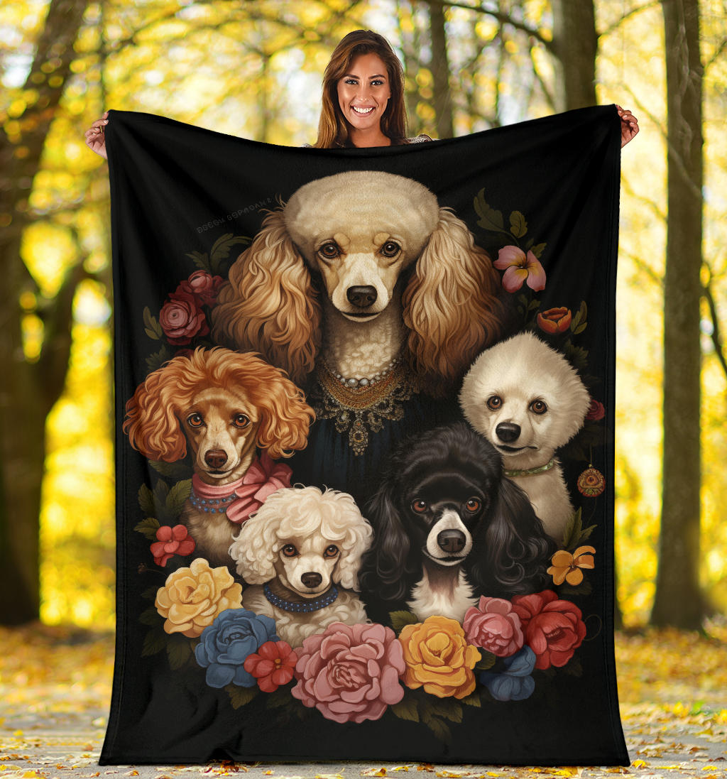 Poodle Family Blanket, Poodle Gifts, Poodle Fleece Blanket, Poodle Throw Blanket