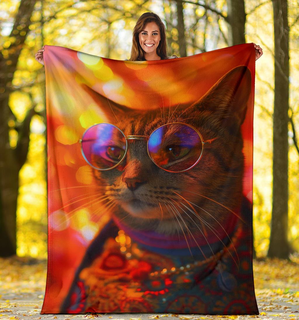 Pixie-bob Cat Blanket, Trippy Psychedelics Pixie-bob Cat Fleece Blanket, Pixie-bob Cat Throw Blanket, Pixie-bob Cat Gifts