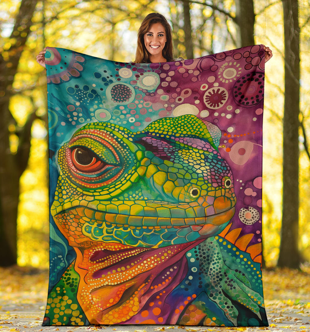 Lizard Blanket, Trippy Psychedelics Lizard Fleece Blanket, Lizard Throw Blanket, Lizard Gifts