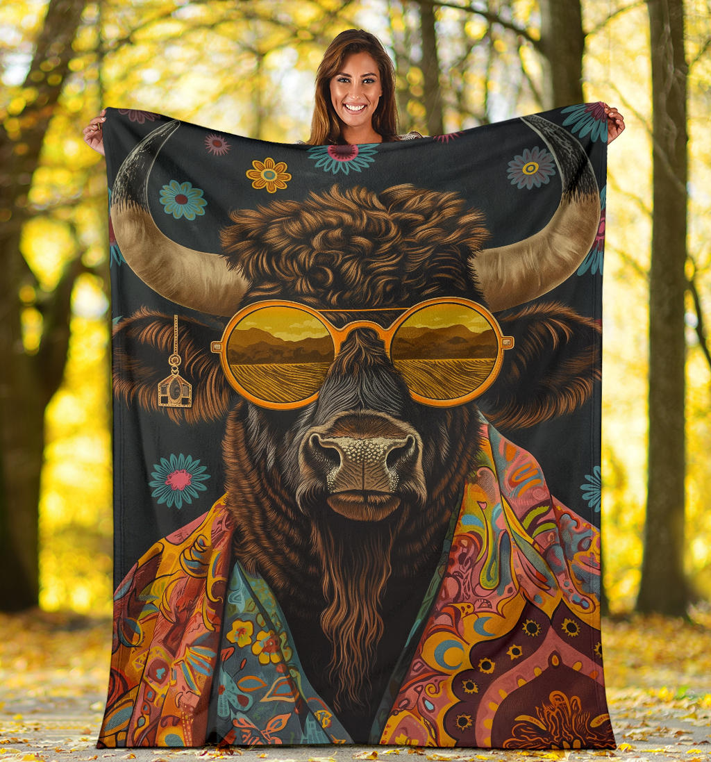 Buffalo Blanket, Trippy Psychedelics Buffalo Fleece Blanket, Buffalo Throw Blanket, Buffalo Gifts