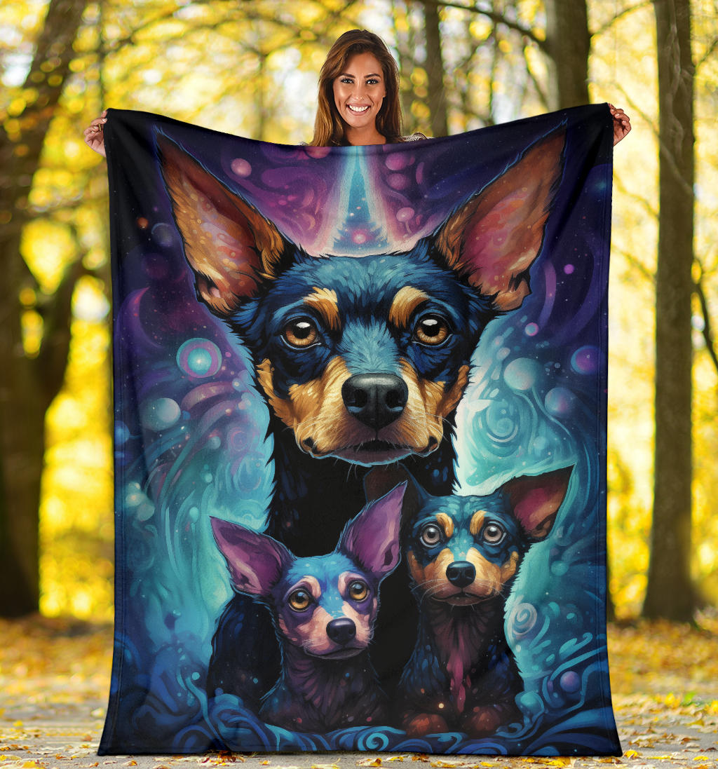 Rat Terrier Blanket, Trippy Psychedelics Rat Terrier Fleece Blanket, Rat Terrier Throw Blanket, Rat Terrier Gifts