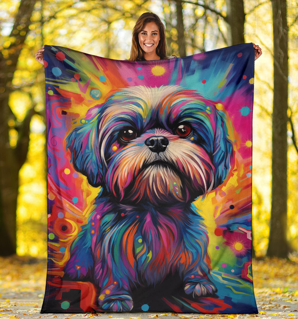 Shih Tzu Blanket, Shih Tzu Trippy Psychedelics Blanket, Shih Tzu Gifts, Shih Tzu Throw Blanket