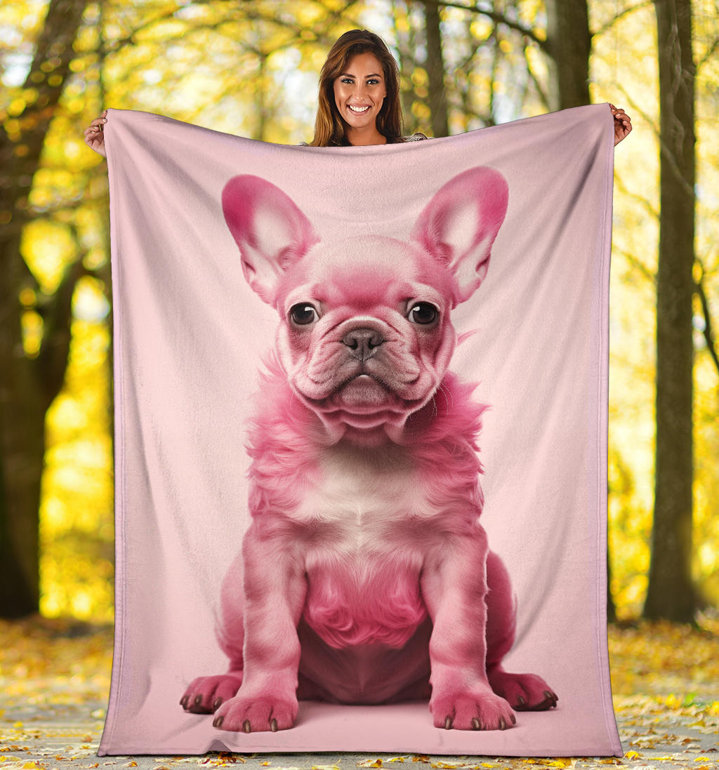 Pink French Bulldog Blanket, French Bulldog Throw Blanket, French Bulldog Fleece Blanket, French Bulldog Gifts