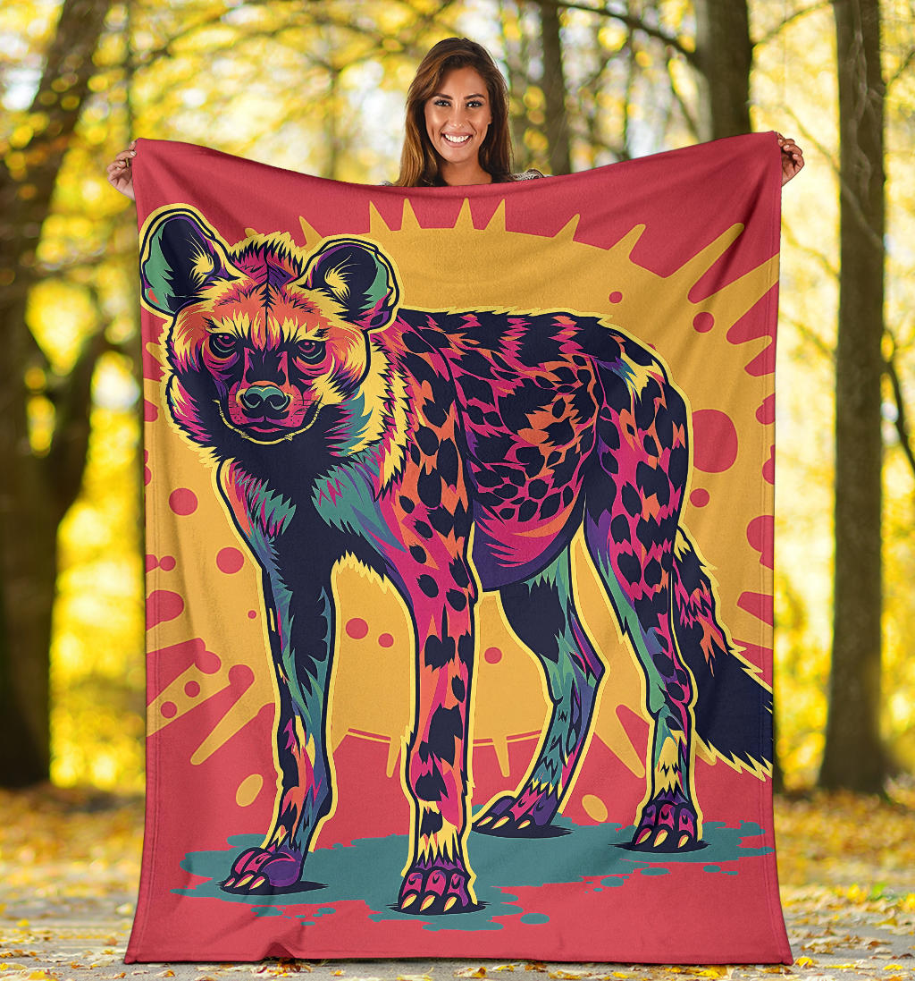 Hyena animal Blanket, Trippy Psychedelics Hyena animal Fleece Blanket, Hyena animal Throw Blanket, Hyena animal Gifts