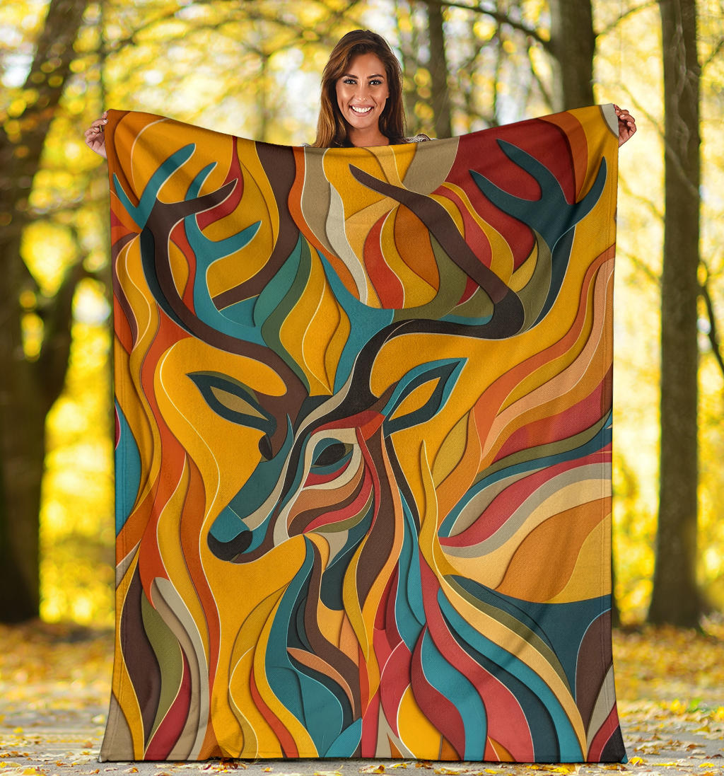 Antelope Blanket, Trippy Psychedelics Antelope Fleece Blanket, Antelope Throw Blanket, Antelope Gifts