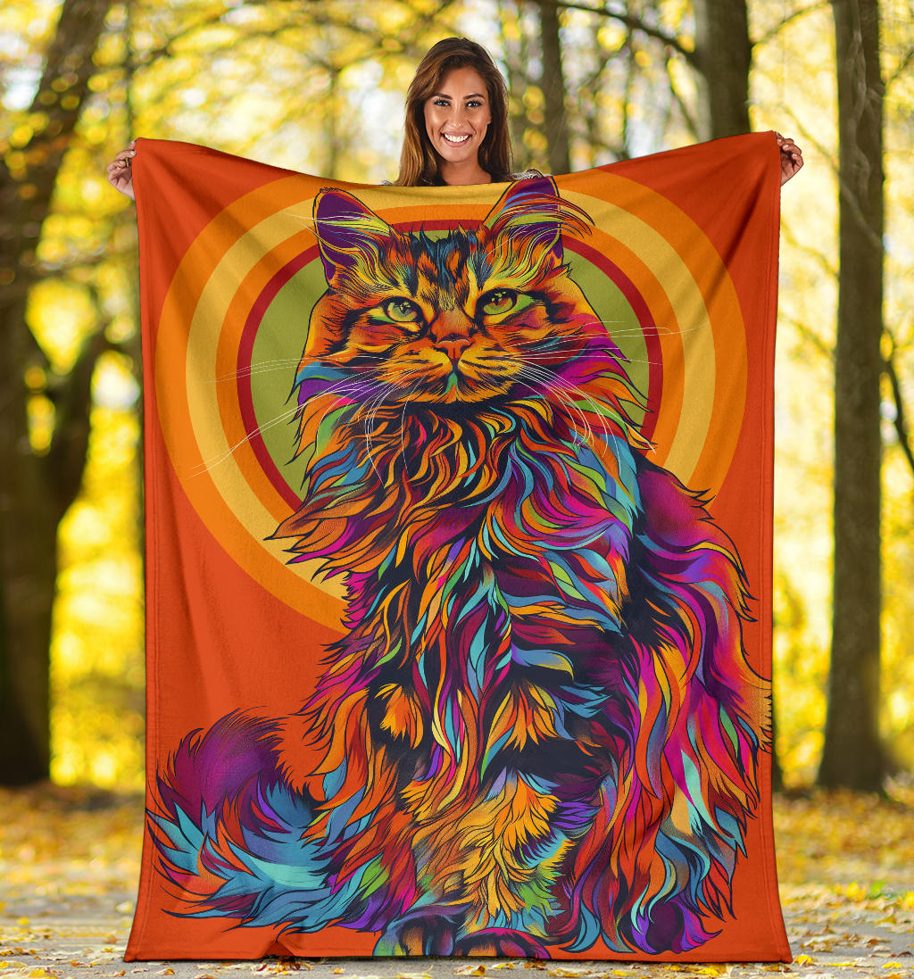 Ragamuffin Cat Blanket, Trippy Psychedelics Ragamuffin Cat Fleece Blanket, Ragamuffin Cat Throw Blanket, Ragamuffin Cat Gifts