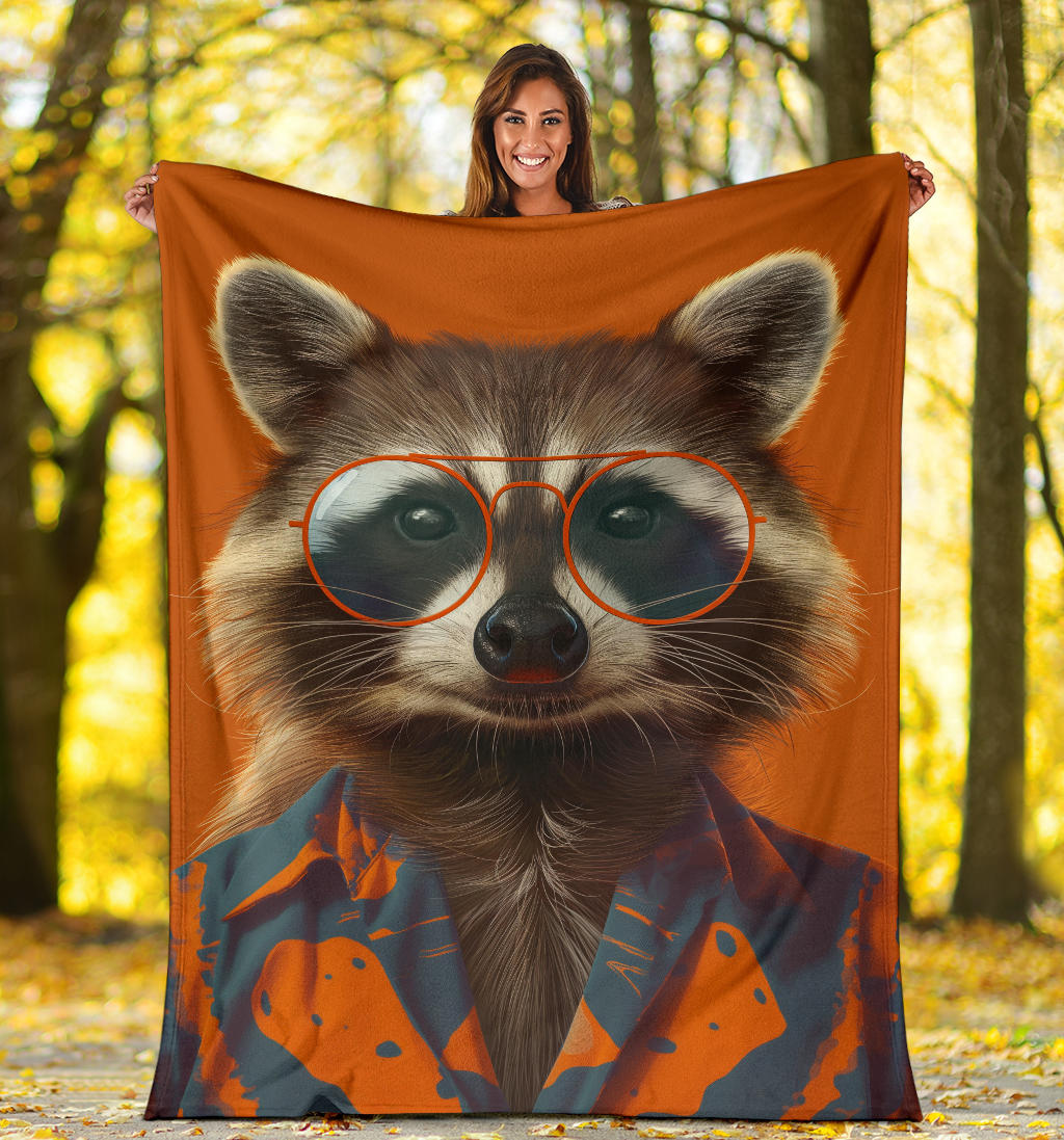 Raccoon Blanket, Trippy Psychedelics Raccoon Fleece Blanket, Raccoon Throw Blanket, Raccoon Gifts