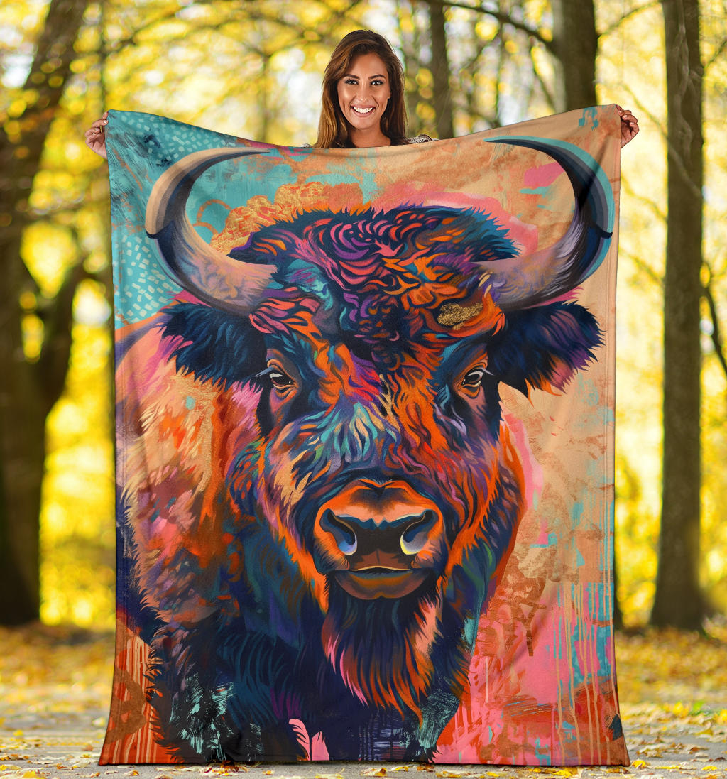 Buffalo Blanket, Trippy Psychedelics Buffalo Fleece Blanket, Buffalo Throw Blanket, Buffalo Gifts