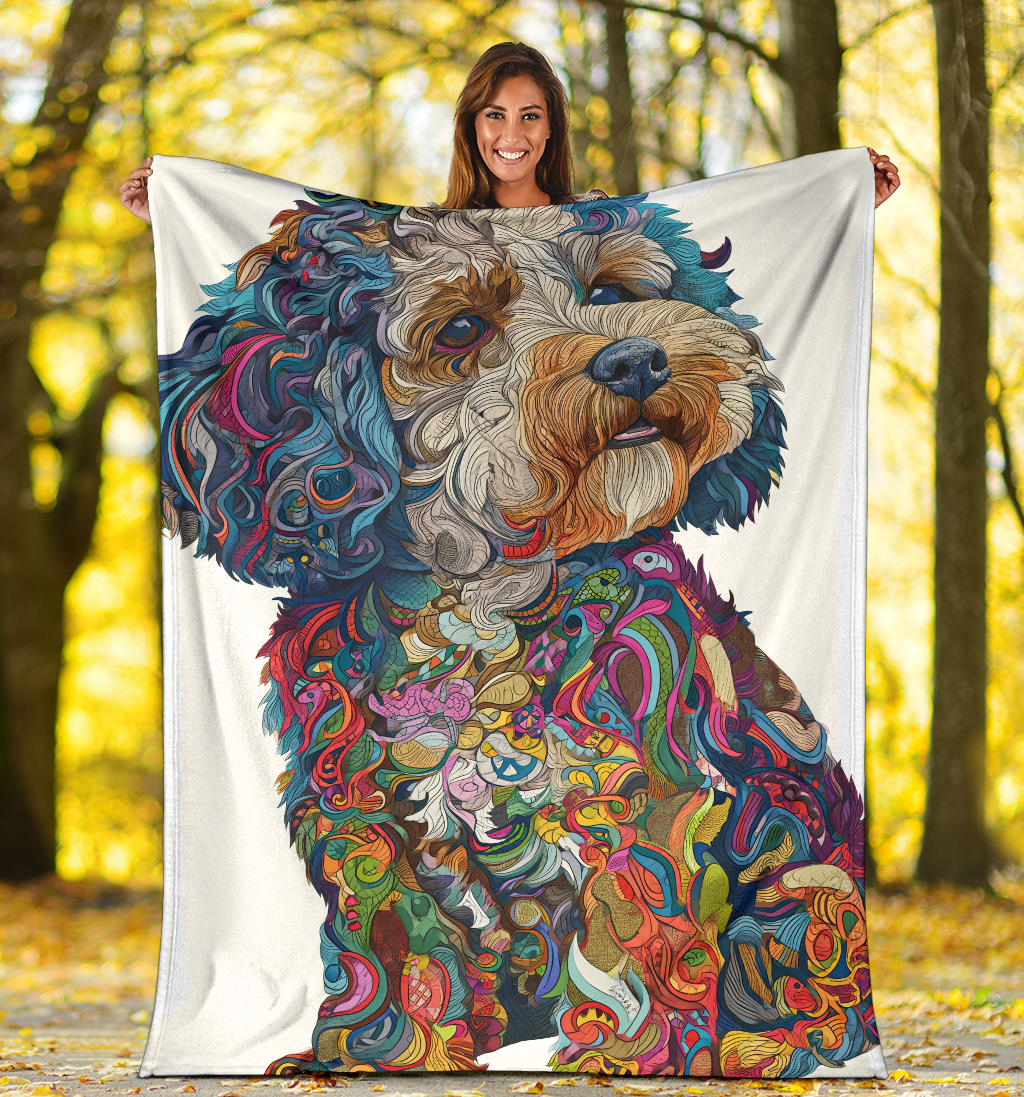 Lagotto Romagnolo Dog Blanket, Trippy Psychedelics Lagotto Romagnolo Dog Fleece Blanket, Lagotto Romagnolo Dog Throw Blanket, Lagotto Romagnolo Dog Gifts