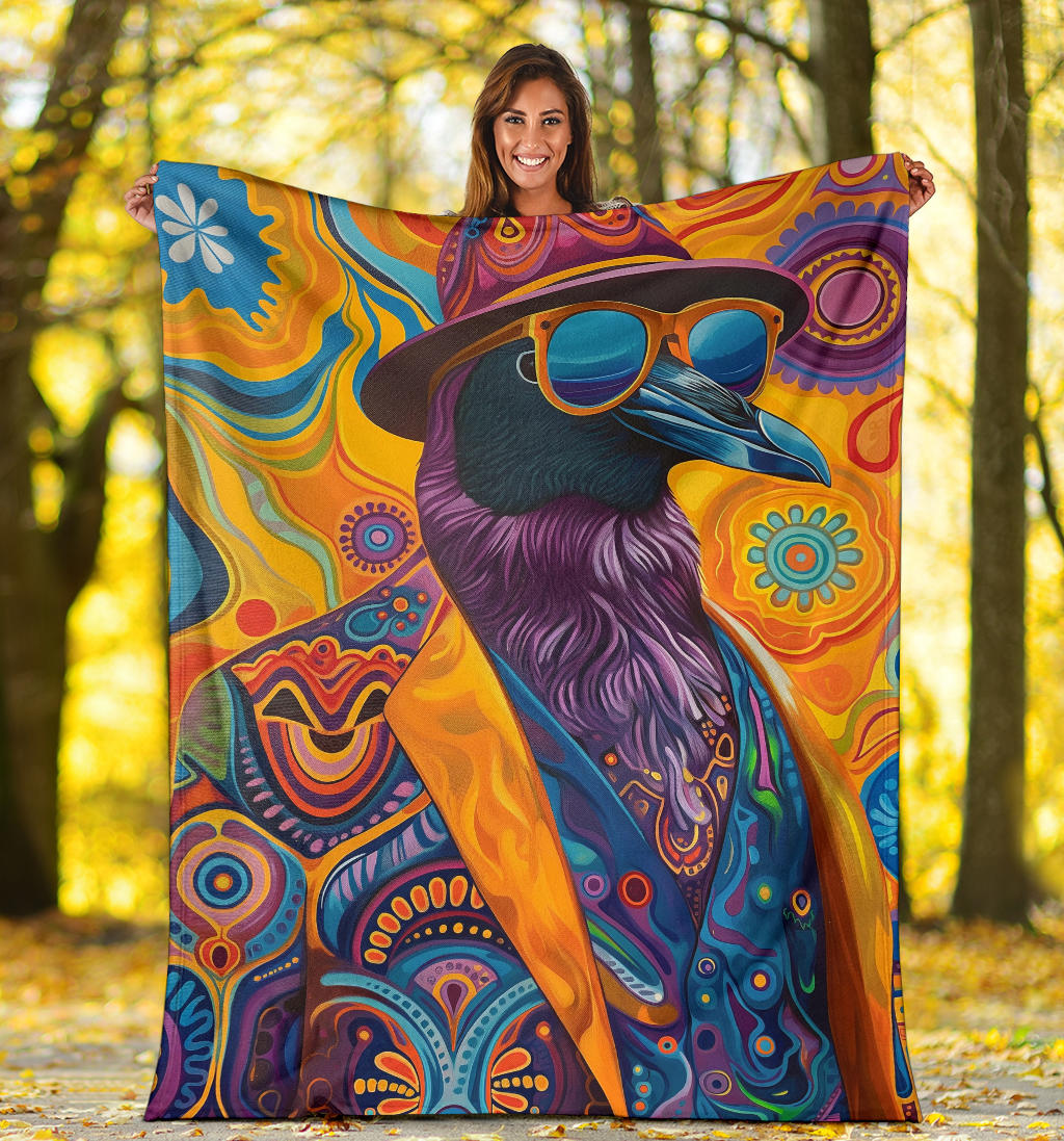 Penguin Blanket, Trippy Psychedelics Penguin Fleece Blanket, Penguin Throw Blanket, Penguin Gifts