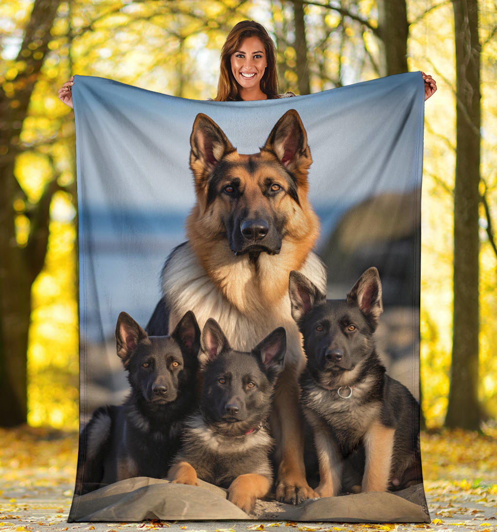 German Shepherd Family Blanket, German Shepherd Gifts, German Shepherd Throw Blanket, German Shepherd Fleece Blanket